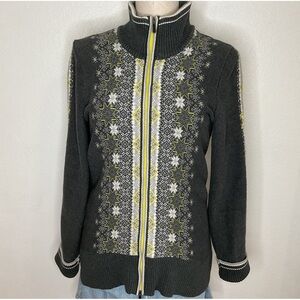 Eddie Bauer Nordic Fair Isle Double Zip Cardigan Sweater